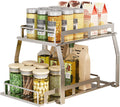 Spice Rack with Cutlery Storage Rack, 2-Tier Kitchen Organizer for Can Sauce Jars Bottle (White, Steel) Home & Garden > Decor > Decorative Jars junyuan Silver  