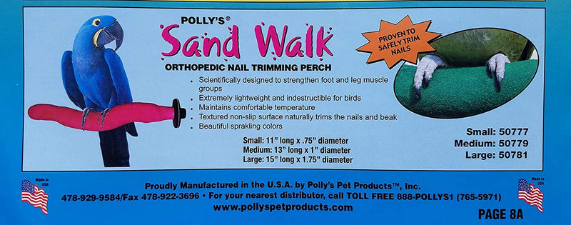 Polly'S Sand Walk Orthopedic Bird Perch, Small (Assorted Colors) Animals & Pet Supplies > Pet Supplies > Bird Supplies POLLY'S PET PRODUCTS   