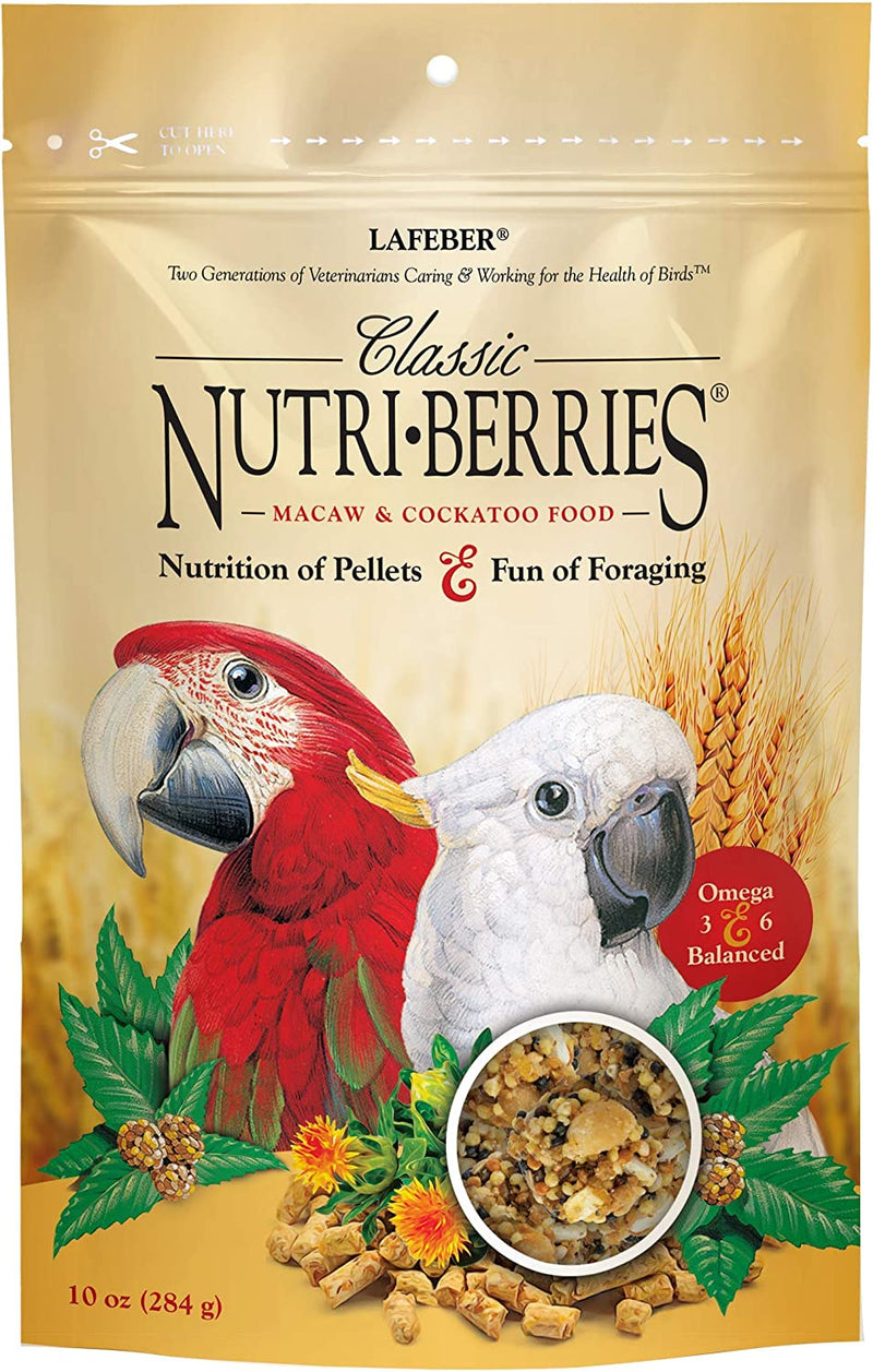 Lafeber Classic Nutri-Berries Pet Bird Food, Made with Non-Gmo and Human-Grade Ingredients, for Macaws and Cockatoos, 10 Oz
