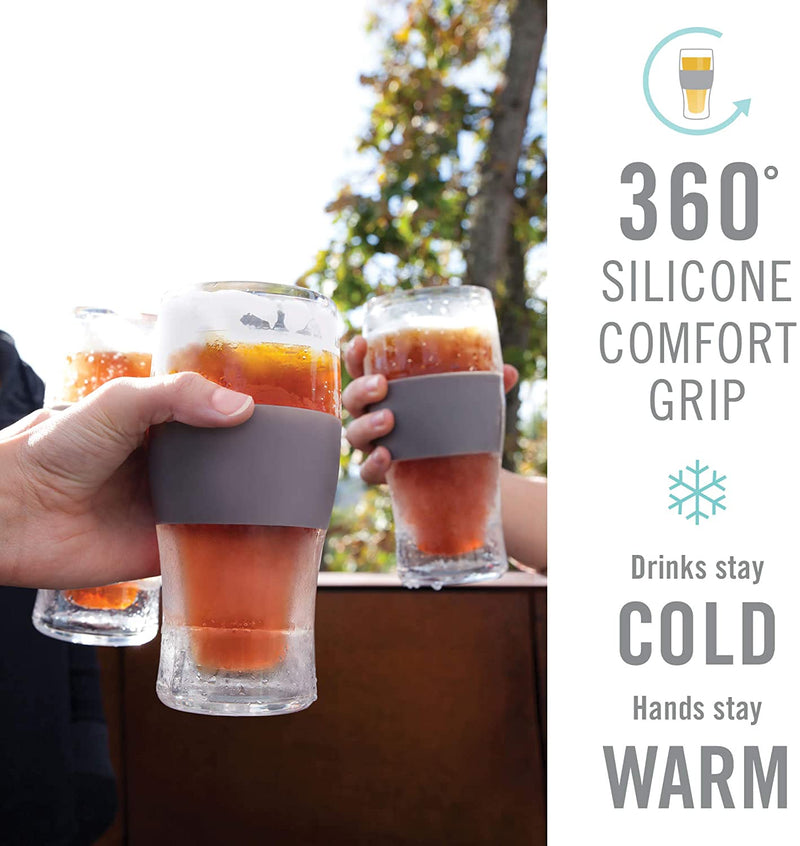 Host Freeze Beer Glasses, 16 Ounce Freezer Gel Chiller Double Wall Plastic Frozen Pint Glass, Set of 2, Grey Home & Garden > Kitchen & Dining > Tableware > Drinkware Host   