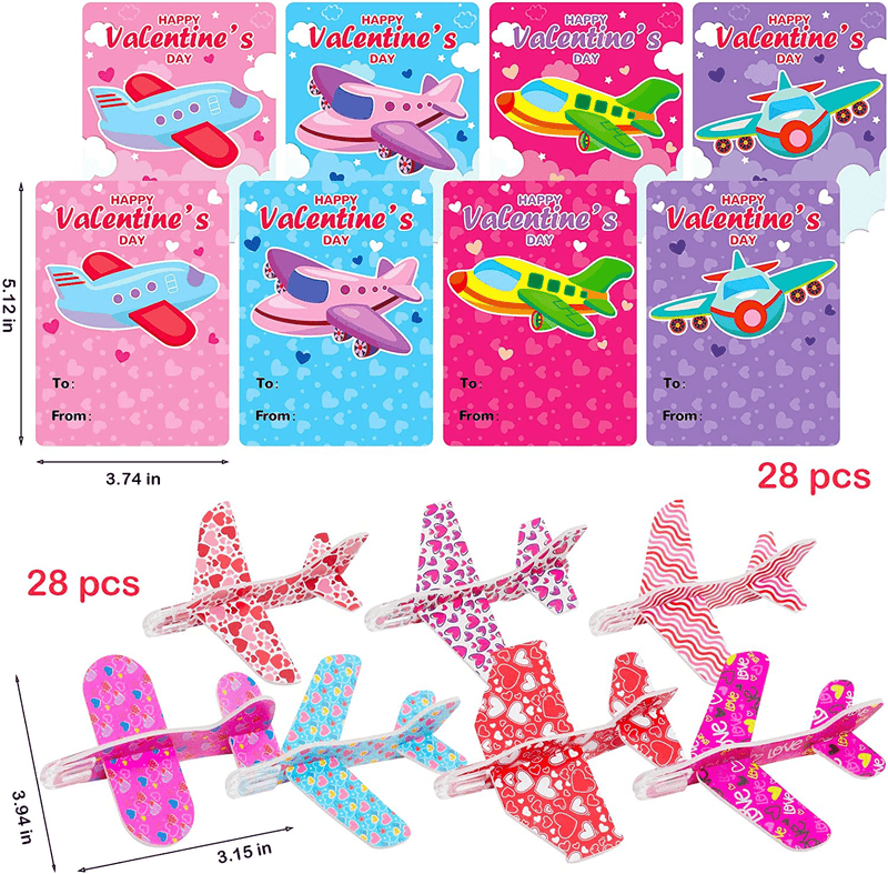 28 Pack Valentines Day Cards Foam Airplanes for Kids, Valentine'S Day Gift Set, Fun Planes Valentines Party Favors for Boys Girls, Classroom Treats Exchange Prizes Activity for School Class Teacher Home & Garden > Decor > Seasonal & Holiday Decorations DOCIEA   