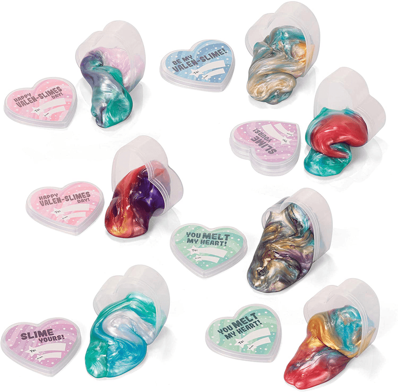 28 Valentines Day Galaxy Slime Hearts for Kids Valentine Classroom Exchange, Valentine Party Favors, Gift Exchange, Game Prizes Home & Garden > Decor > Seasonal & Holiday Decorations JOYIN   