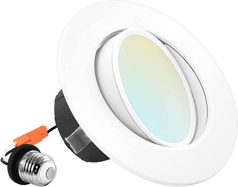 Luxrite 4 Inch Gimbal LED Recessed Lighting Can Light, 8W=60W, 5 Color Selectable 2700K-5000K, CRI 90, Dimmable Adjustable LED Downlight, 700 Lumens, Wet Rated, Energy Star, ETL Listed Home & Garden > Lighting > Flood & Spot Lights LUXRITE   