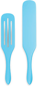 Mad Hungry Spurtle Silicone Set 2-Piece - Kitchen Spatula Spoon Tools for Cooking, Narrow Jar Scraper, Mixing Spoons, Icing Cake & Frosting Knife Spreader, Slim & Slotted Thin Paddle Spurtles Utensil Home & Garden > Kitchen & Dining > Kitchen Tools & Utensils Mad Hungry Pastel Blue  