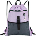 LIVACASA Drawstring Bag Gym with Pockets Sports Sack with Handle Drawstring Backpack Travel for Men Women Home & Garden > Household Supplies > Storage & Organization LIVACASA Light Purple  