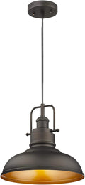 Zeyu 1-Light Industrial Pendant Light, Modern Ceiling Hanging Light Fixture for Kitchen Island Bedroom, Metal Dome Shade, Gray Finish, 016-1 SG Home & Garden > Lighting > Lighting Fixtures zeyu Oil-Rubbed Bronze  