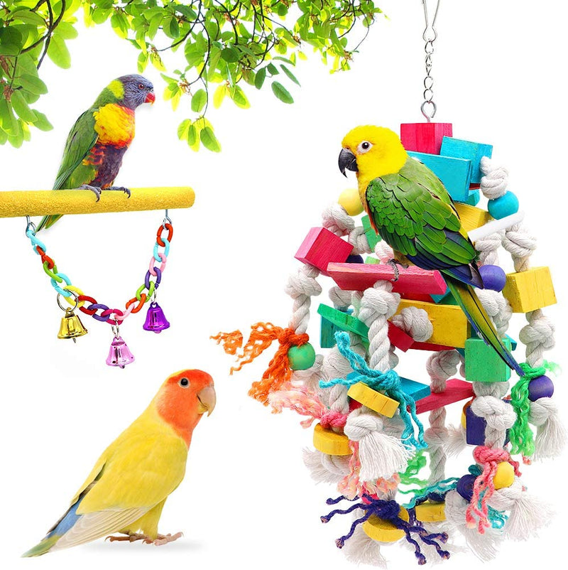 Large Bird Swing Toys, 3 PCS Big Parrots Chewing Natural Wood with Bells Toys for Childhood Macaws Cokatoos, Alexandrine Parakeet, African Grey Parrot and a Variety of Medium Finch Animals & Pet Supplies > Pet Supplies > Bird Supplies > Bird Toys PETUOL   