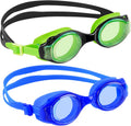 Kids Swim Goggles, 2 Pack Swimming Goggles No Leaking anti Fog Kids Goggles for Boys Girls(Age 6-14) Sporting Goods > Outdoor Recreation > Boating & Water Sports > Swimming > Swim Goggles & Masks Starweh Blue & Black Green  