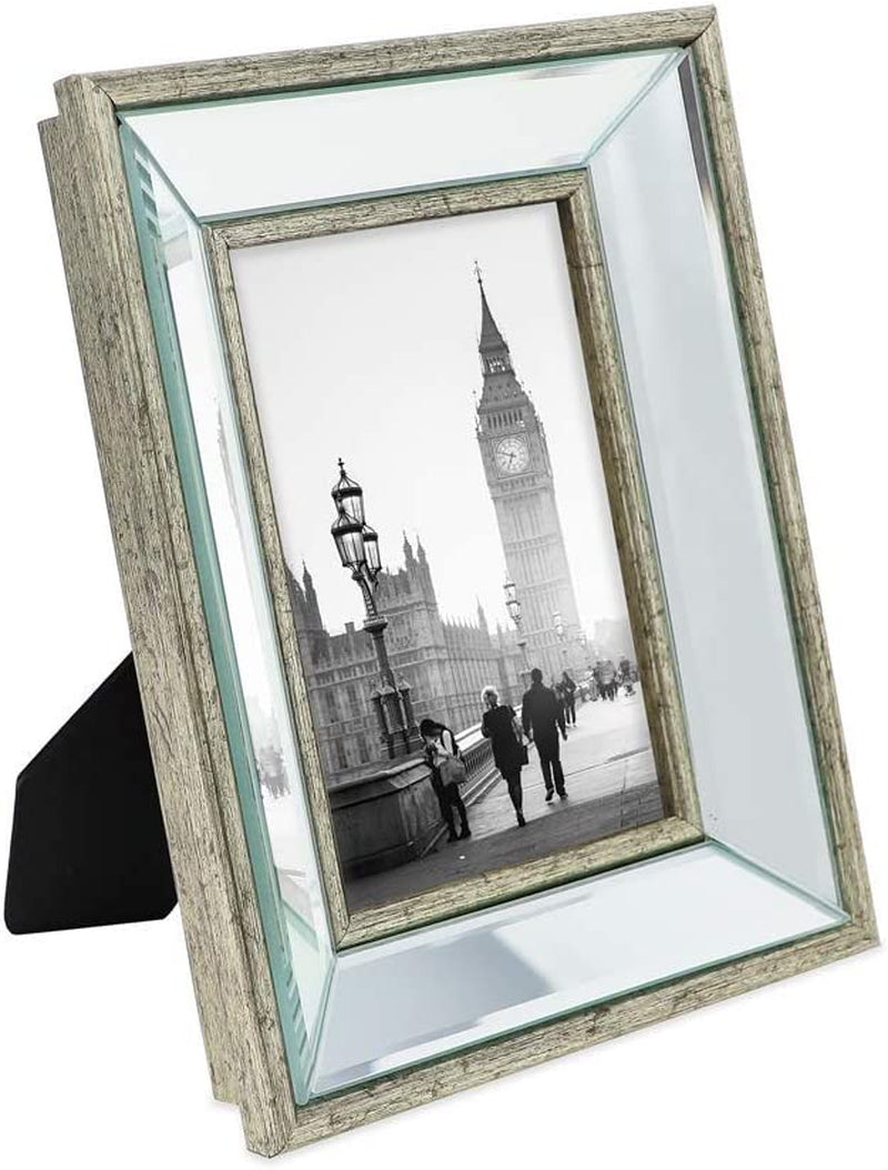 Isaac Jacobs 8X10 Gold Beveled Mirror Picture Frame - Classic Mirrored Frame with Deep Slanted Angle Made for Wall Décor Display, Photo Gallery and Wall Art (8X10, Gold) Home & Garden > Decor > Picture Frames Isaac Jacobs International Silver 4x6 