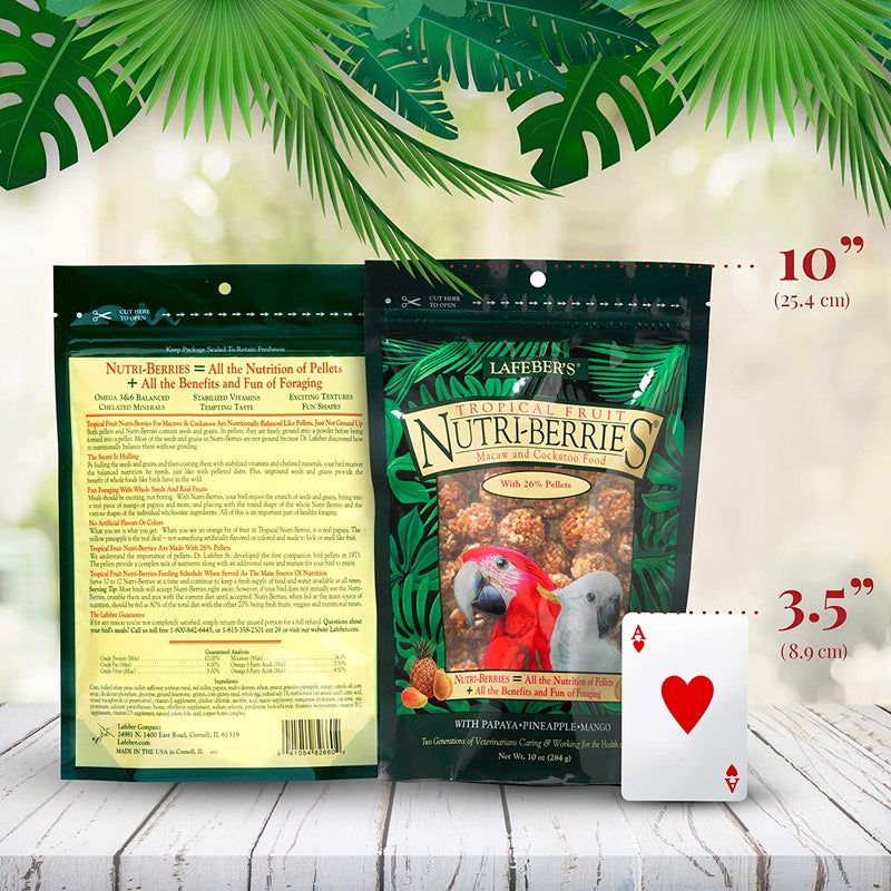 Lafeber Tropical Fruit Nutri-Berries Pet Bird Food, Made with Non-Gmo and Human-Grade Ingredients, for Macaws and Cockatoos, 10 Oz Animals & Pet Supplies > Pet Supplies > Bird Supplies > Bird Food Lafeber   