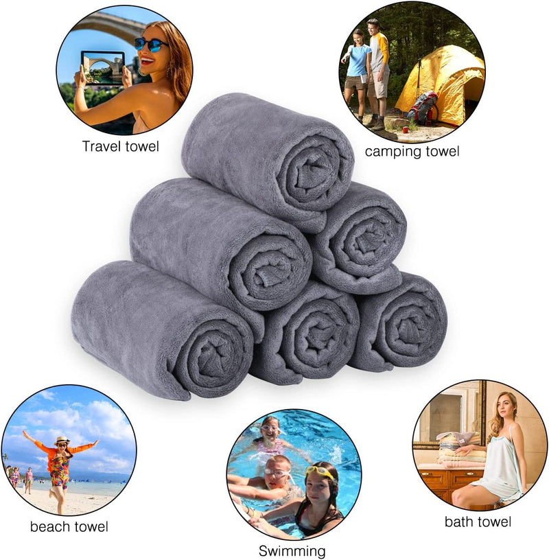 JML Microfiber Bath Towel Sets (6 Pack, 27" X 55") -Extra Absorbent, Fast Drying, Multipurpose for Swimming, Fitness, Sports, Yoga, Grey 6 Count Home & Garden > Linens & Bedding > Towels JML   