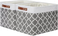 DULLEMELO Storage Bins 16"X12"X12" with Leather Handles for Organizing,Decorative Collapsible Storage Baskets for Shelves Closet Home Office (Black&Grey) Home & Garden > Household Supplies > Storage & Organization DULLEMELO White&Lattice Grey Large-16"x12"x12" 