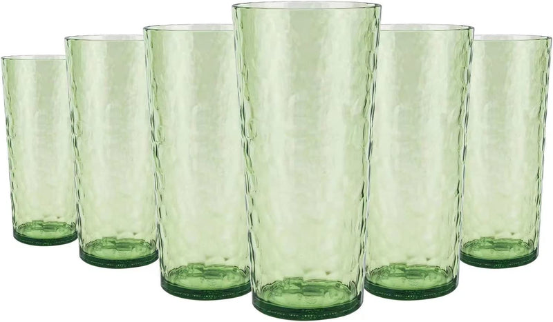 Mixed Drinkware 21-Ounce Plastic Tumbler Acrylic Glasses with Hammered Design, Set of 6 Green Home & Garden > Kitchen & Dining > Tableware > Drinkware JINJIA Green 21 oz 