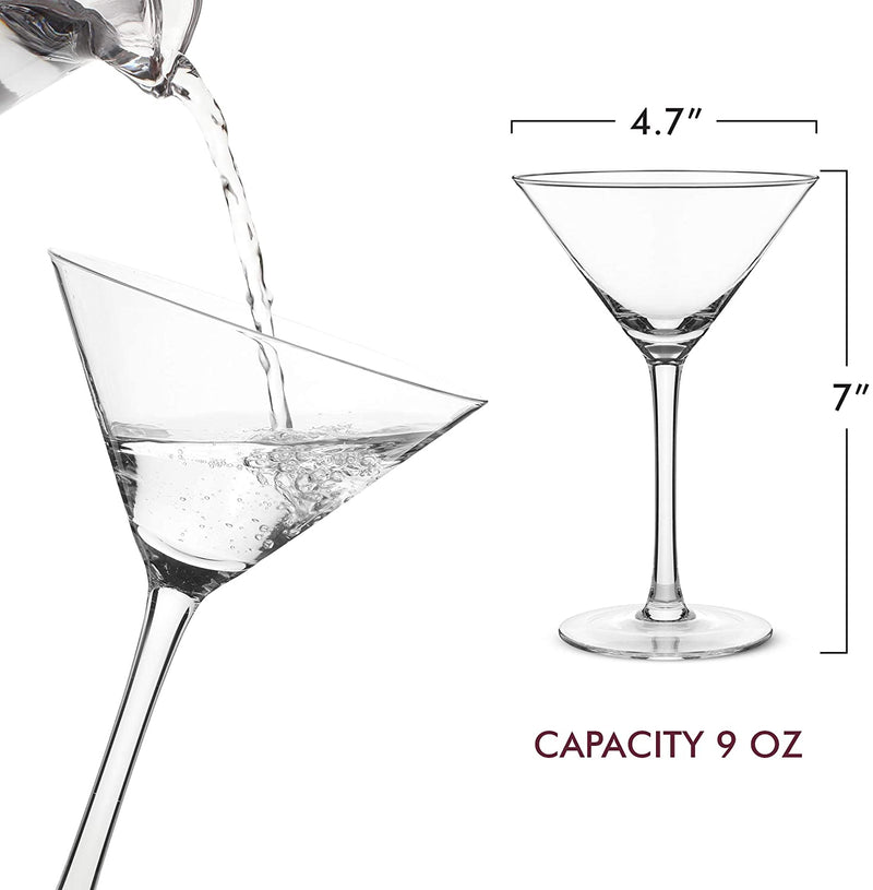 Martini Glasses Set of 4 - Hand Blown Crystal Martini Glasses with Stem - Elegant Cocktail Glasses for Bar, Martini, Cosmopolitan, Manhattan, Gimlet, Pisco Sour - Elixir Glassware - 9Oz, Clear Home & Garden > Kitchen & Dining > Barware ELIXIR GLASSWARE   