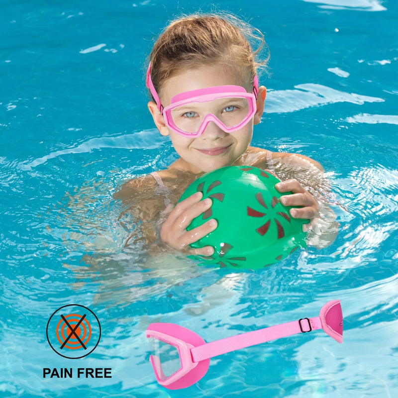 Kids Swim Goggles, Toddler Goggles, Swimming Goggles No Tangle / Bungee Strap Age 3-14