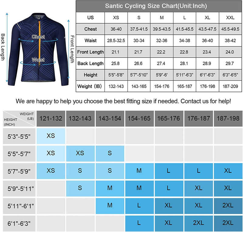 Santic Cycling Jersey Men'S Long Sleeve Tops Mountain Bike Shirts Bicycle Jacket with Pockets Sporting Goods > Outdoor Recreation > Cycling > Cycling Apparel & Accessories Santic   