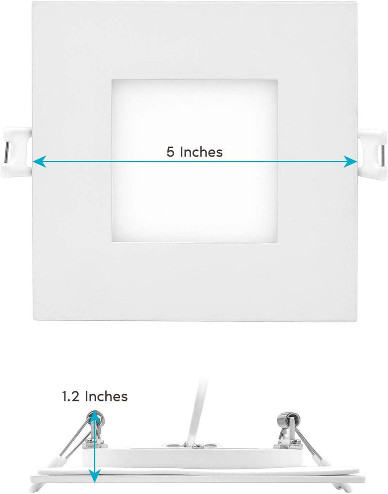 Luxrite 4 Inch Ultra Thin Square LED Recessed Lighting, 5 Color Temperature Options 2700K - 5000K, Dimmable LED Downlight, 10W, IC Rated, Wet Rated, Canless LED Recessed Light, ETL Listed (4 Pack) Home & Garden > Lighting > Flood & Spot Lights LUXRITE   