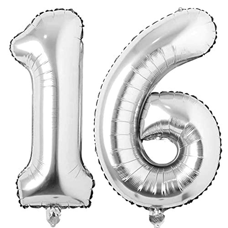 Silver 16 Number Balloons Big Giant Jumbo Large Number 16 Foil Mylar Balloons for Girl Boy Men 16Th Birthday Party Supplies 16 Anniversary Events Decorations Arts & Entertainment > Party & Celebration > Party Supplies Colorful Elves   
