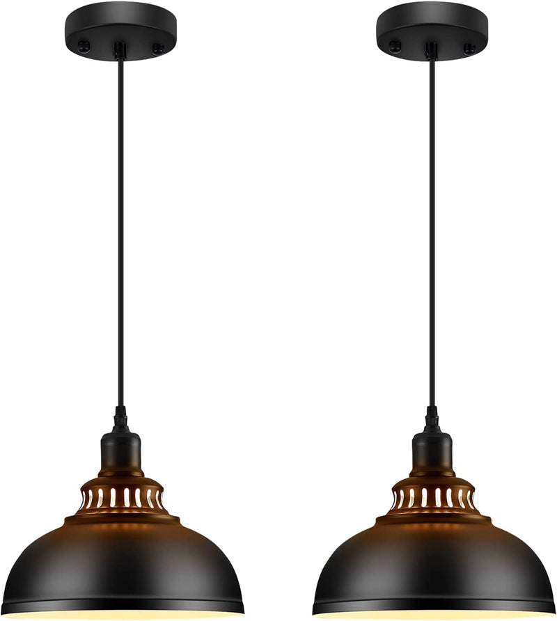 Mgloyht Pendant Lights, Metal Rustic Vintage Farmhouse Ceiling Lamp, Hanging Light Fixtures with E26 Base, Industrial Black Pendant Lighting for Hallway Kitchen Island Dining Room Living Room Home & Garden > Lighting > Lighting Fixtures MgLoyht 2 Pack Pendant  