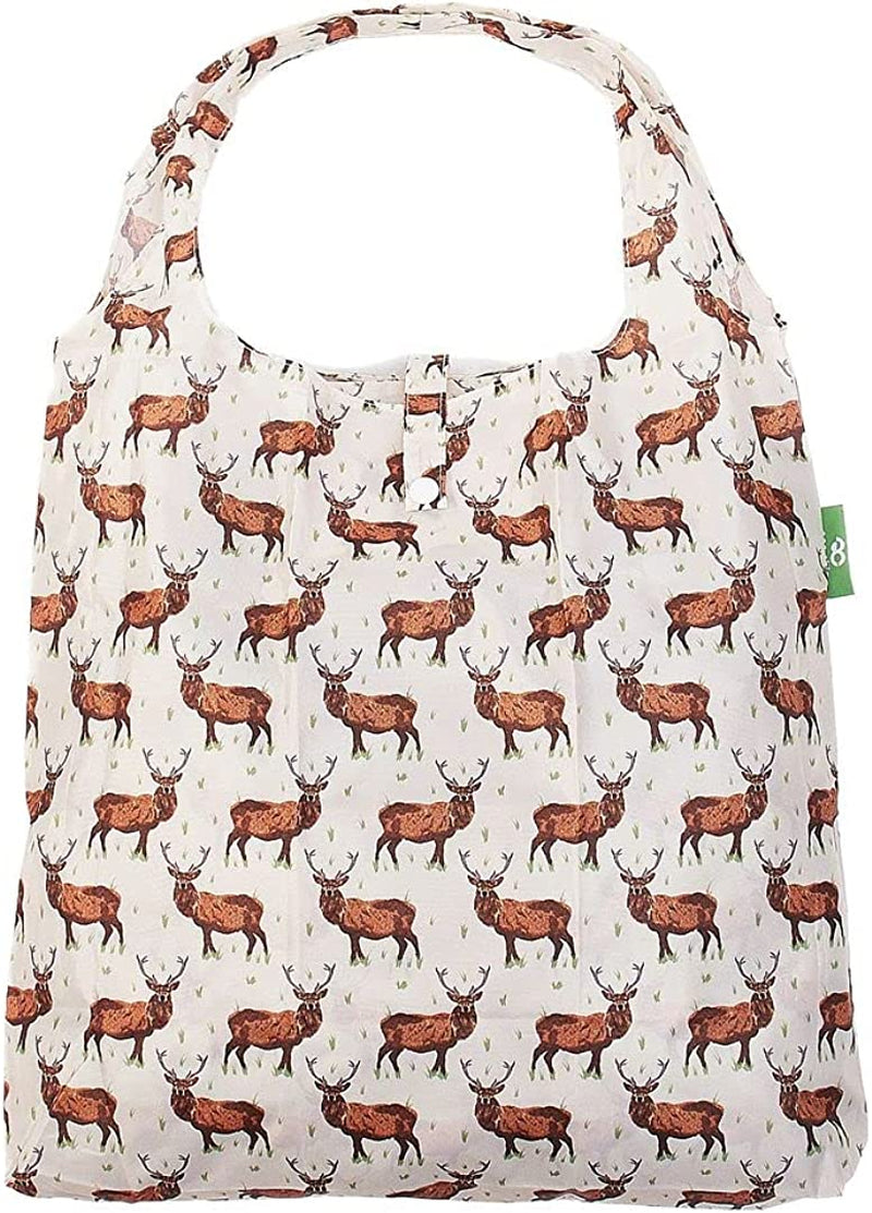 Eco Chic Lightweight Foldable Reusable Shopping Bag | Water Resistant Shopping Tote Bag | Made from Recycled Plastic Bottles Home & Garden > Decor > Decorative Jars ECO CHIC Stags Beige  