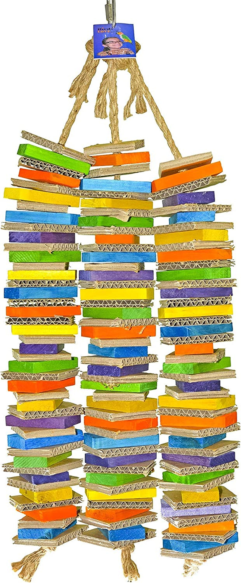 Birds LOVE Chew-Tastic Triple Tower Bird Cage Toy Shredded Fun Small Bird Toy for Green Cheek Conures Sun Conures Caiques Senegals Quakers and Similar Small Sized Parrots
