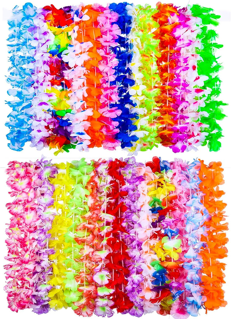TSMJUWND Hawaiian Leis 50 Counts Hawaii Flower Leis for Adults and Kids Luau Party Decorations  fUntOY   