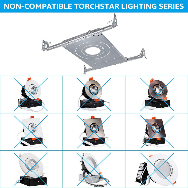 TORCHSTAR 6 Inch Slim LED Panel Downlight Bundle Mounting Plate, 6-Pack 13.5W Dimmable Ultra-Thin LED Recessed Light, 5000K Daylight, White Finish & 6-Pack 3/4/6 Inch New Construction Mounting Plate Home & Garden > Lighting > Flood & Spot Lights TORCHSTAR   