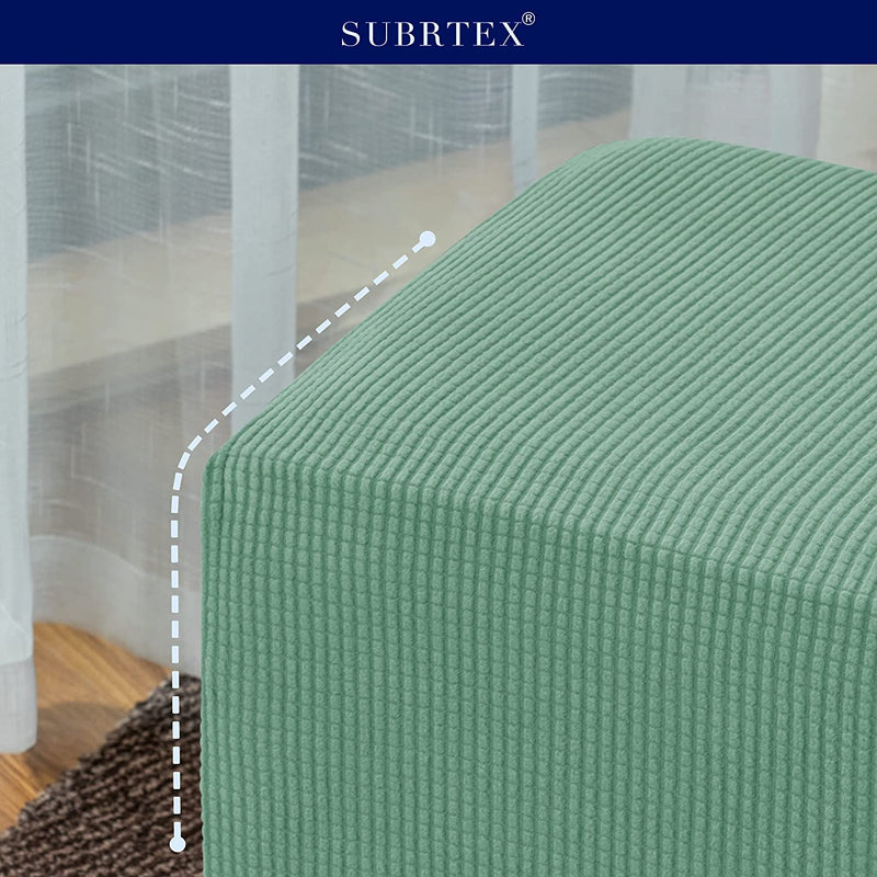 Subrtex Stretch Storage Ottoman Slipcover Protector Oversize Spandex Elastic Rectangle Footstool Sofa Slip Cover for Foot Rest Stool Furniture in Living Room (XL, Dark Cyan) Home & Garden > Decor > Chair & Sofa Cushions SUBRTEX   