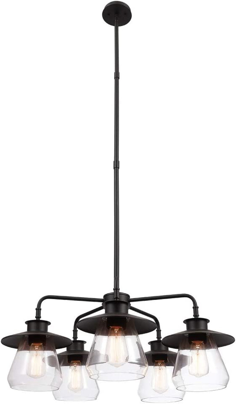 Globe Electric 60471 Nate 5-Light Chandelier, Oil Rubbed Bronze, Clear Glass Shades Home & Garden > Lighting > Lighting Fixtures > Chandeliers Globe Electric   