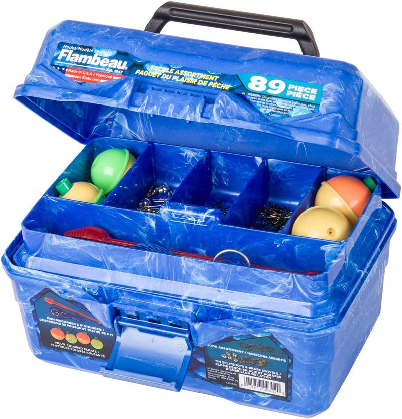 Flambeau Outdoors 355BMR Big Mouth Tackle Box 89-Piece Kit, Complete Starter Fishing Tackle Kit with Stringer, Hooks, Bobbers and More - Pearl Blue Swirl Sporting Goods > Outdoor Recreation > Fishing > Fishing Tackle Flambeau Inc.   
