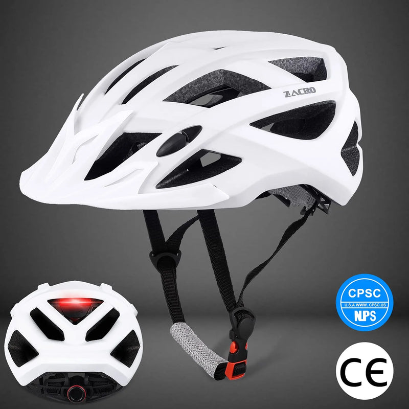 Zacro Adult Bike Helmet with Light - Adjustable Bike Helmets for Men Women Youth with Replacement Pads &Detachable Visor, Lightweight Cycling Helmet for Commuter Urban Scooter MTB Mountain &Road Biker Sporting Goods > Outdoor Recreation > Cycling > Cycling Apparel & Accessories > Bicycle Helmets Zacro   