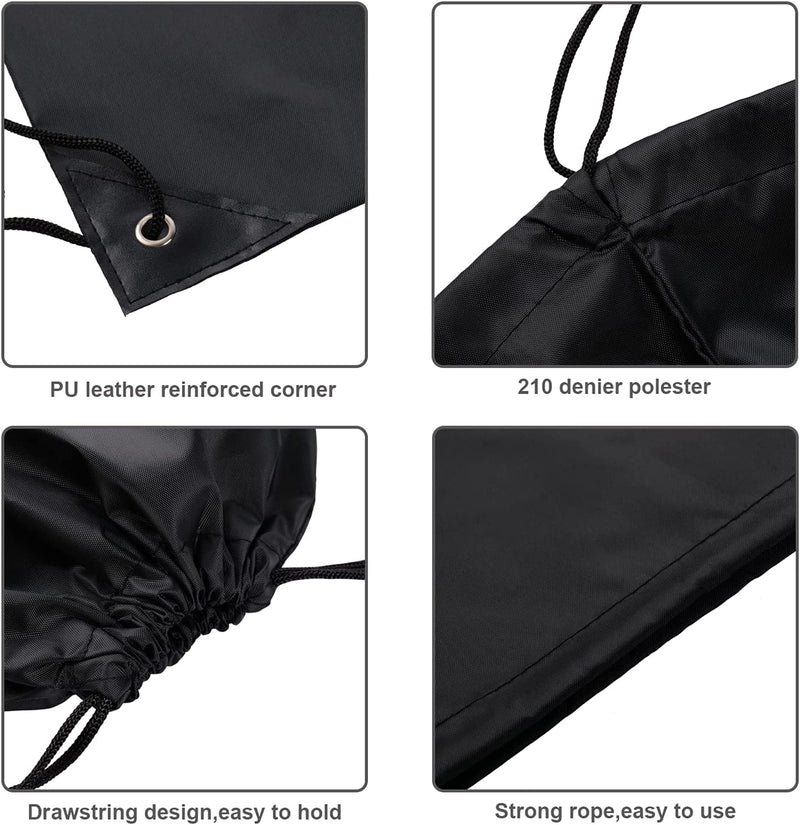 TELEWEE Black Drawstring Bags, Bulk Drawstring Backpack, Black Sport Bags Bulk Nylon Sack Cinch Draw String Bags for School Gym Sport Traveling(Black, 10 PACK)