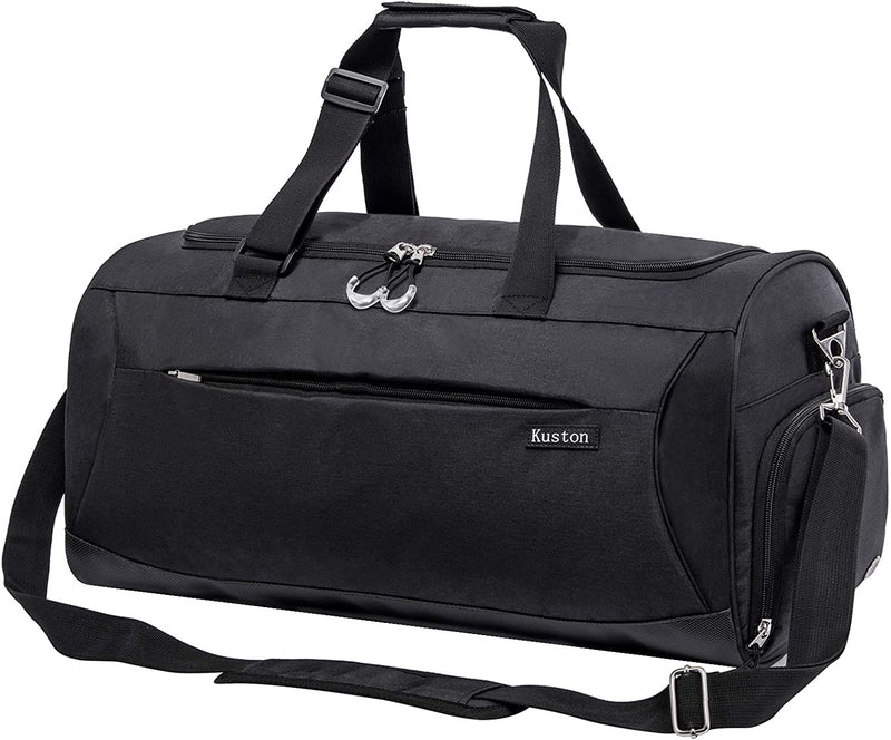 Kuston Sports Gym Bag with Shoes Compartment &Wet Pocket Gym Duffel Bag Overnight Bag for Men and Women Home & Garden > Household Supplies > Storage & Organization Kuston dark black  
