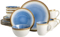 Gibson Elite Couture Bands round Reactive Glaze Stoneware Dinnerware Set, Service for Four (16Pcs), Blue and Cream Home & Garden > Kitchen & Dining > Tableware > Dinnerware Gibson Elite Blue Moon  