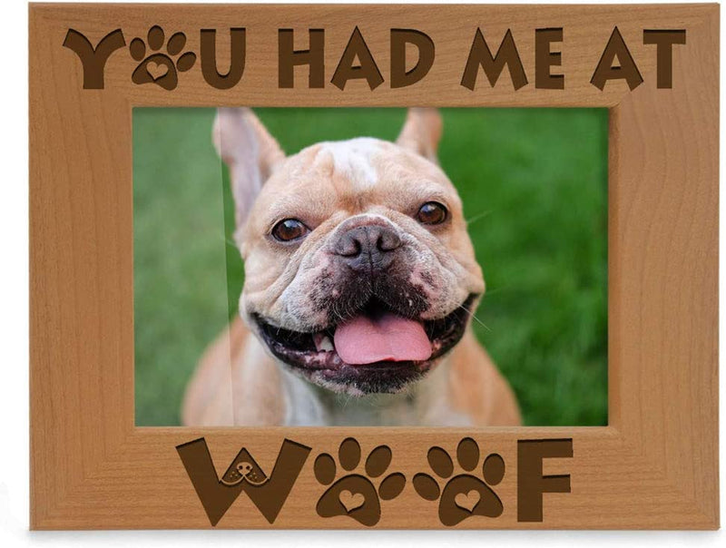 KATE POSH - You Had Me at Woof - Dog Paws Engraved Natural Wood Picture Frame, New Puppy, Memorial, Best Dog Ever Gifts (4X6-Vertical) Home & Garden > Decor > Picture Frames KATE POSH 5x7-Horizontal  