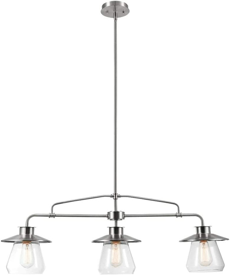 Globe Electric 64845 Nate 3-Light Pendant, Oil Rubbed Bronze, Clear Glass Shades Home & Garden > Lighting > Lighting Fixtures Globe Electric Brushed Steel Without Bulb 