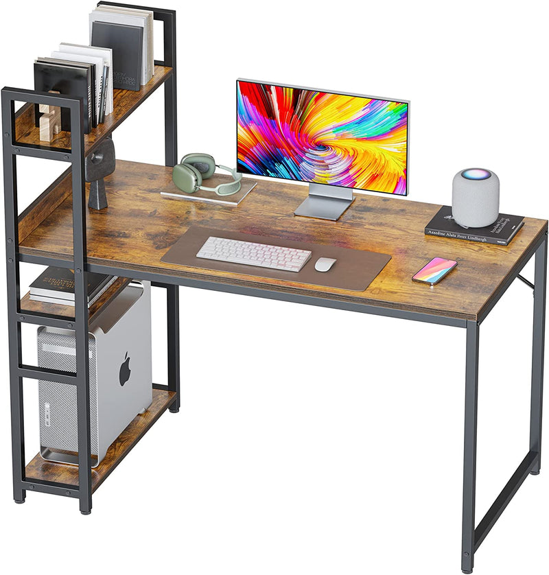 Cubicubi Computer Desk 55 Inch with Storage Shelves Study Writing Table for Home Office,Modern Simple Style, Rustic Brown Home & Garden > Household Supplies > Storage & Organization CubiCubi Rustic Brown 55 inch 