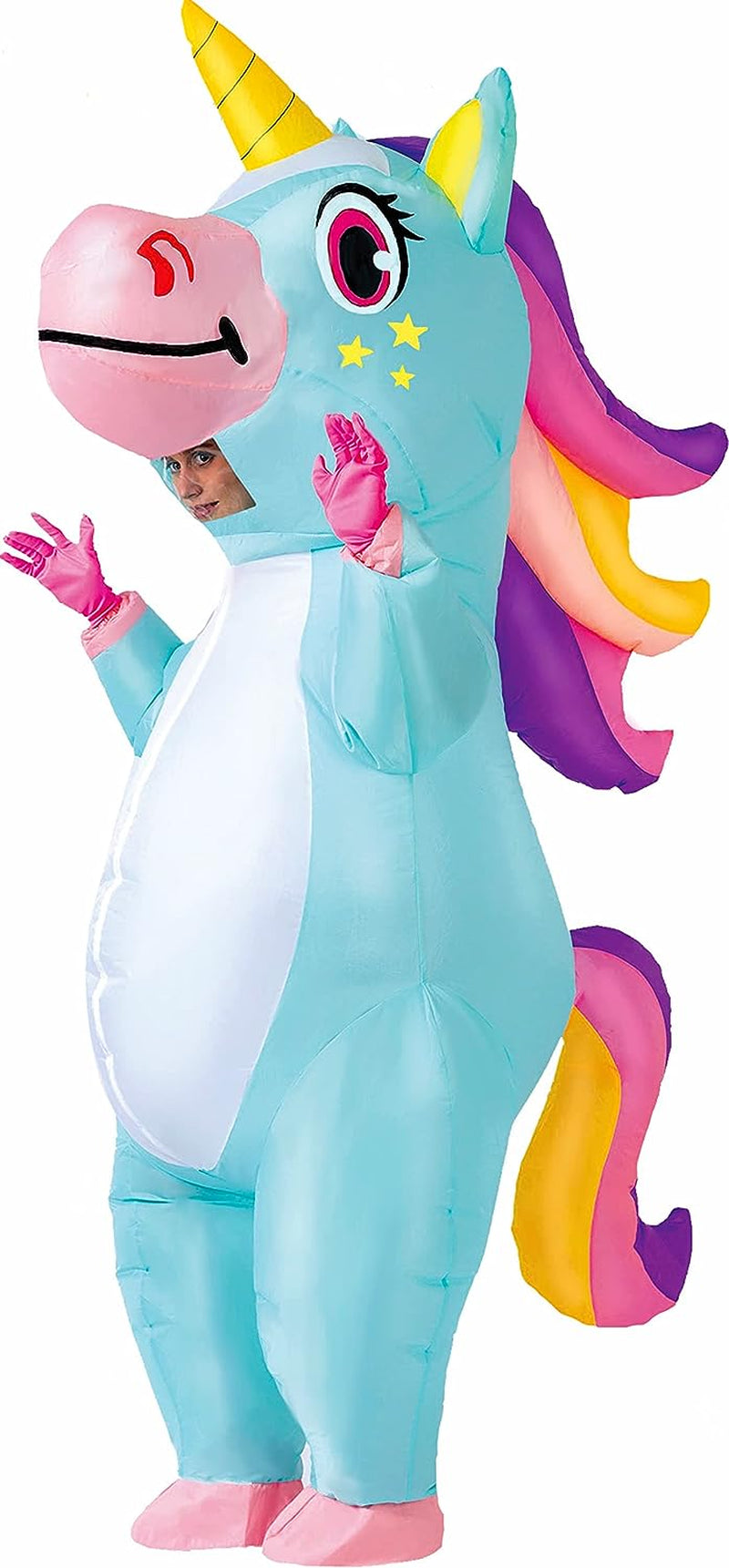 Spooktacular Creations Inflatable Costume Full Body Unicorn Air Blow-Up Deluxe Halloween Costume - Adult Size  Spooktacular Creations Blue  