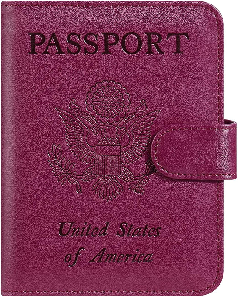 Passport Holder Cover Wallet RFID Blocking Leather Card Case Travel Accessories for Women Men Sporting Goods > Outdoor Recreation > Winter Sports & Activities PASCACOO Purple Classic 