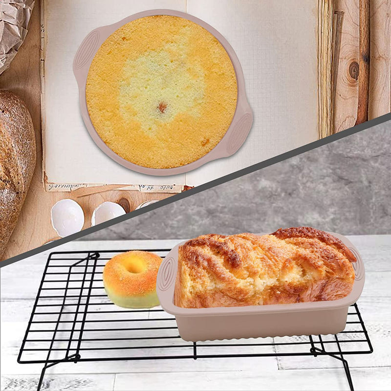 Silicone Bakeware Set Nonstick Baking Pans Cake Molds Set for Baking, Including Cookies Baking Sheet, 6 Cup Muffin Pan, Cake Pan, Bread Pan, Pizza Pan（5 Pcs ）