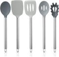 COOK with COLOR Silicone Cooking Utensils, 5 Pc Kitchen Utensil Set, Easy to Clean Silicone Kitchen Utensils, Cooking Utensils for Nonstick Cookware, Kitchen Gadgets Set (Green Ombre) Home & Garden > Kitchen & Dining > Kitchen Tools & Utensils Enchante Direct Ombre Gray  