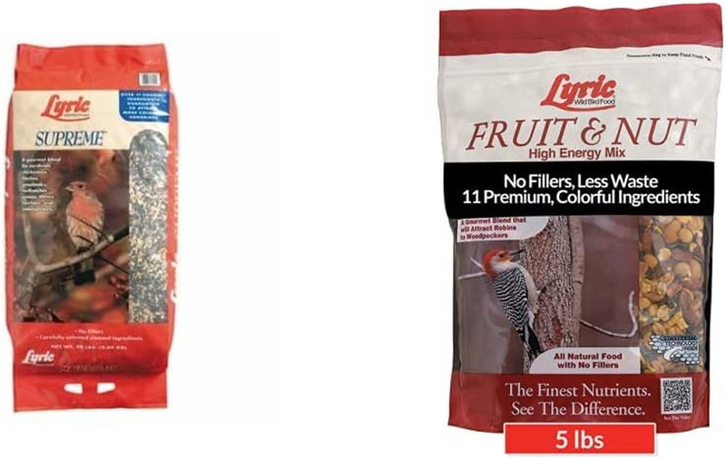 Lyric Supreme Wild Bird Seed, Wild Bird Food Mix with Nuts and Sunflower Seeds, 40 Lb. Bag