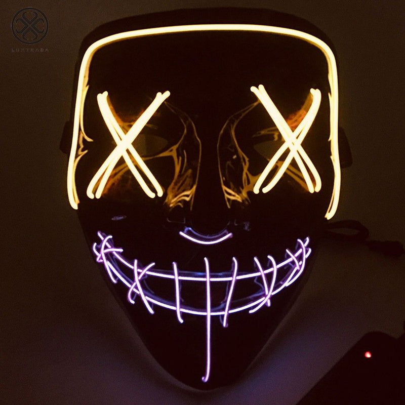 Luxtrada Clubbing Light up "Stitches" LED Mask Costume Halloween Rave Cosplay Party Xmas + AA Battery (Orange&Pink) Apparel & Accessories > Costumes & Accessories > Masks Luxtrada Yellow&Purple  