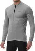 Spotti Men'S Cycling Bike Jersey Long Sleeve with 3 Rear Pockets - Moisture Wicking, Breathable, Quick Dry Biking Shirt Sporting Goods > Outdoor Recreation > Cycling > Cycling Apparel & Accessories Spotti Grey Large 