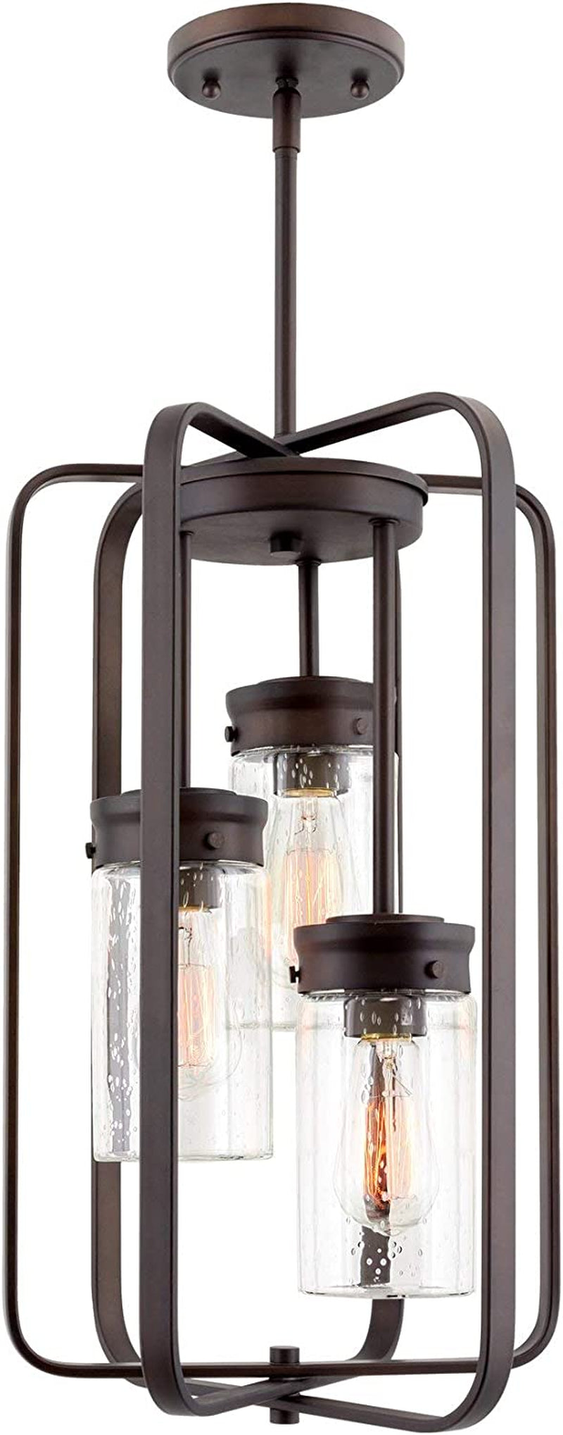 Kira Home Augustine 20.5" Modern 3-Light Large Ceiling Pendant Chandelier, Free Swinging Arms + Clear Cylinder Glass Shades, Oil Rubbed Bronze Finish Home & Garden > Lighting > Lighting Fixtures > Chandeliers Kira Home   