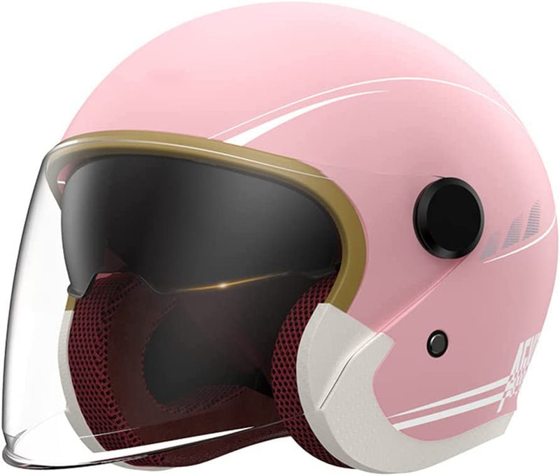 Girls Women Street Vespa Retro Motorcycle Helmet,3/4 Electric Scooter Breathable Half Helmets with Double Lens DOT Certified,Vintage Road Riding Cruiser Bike Motorcycle Helmet 56-61Cm Sporting Goods > Outdoor Recreation > Cycling > Cycling Apparel & Accessories > Bicycle Helmets CEGLIA E  