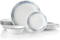 Corelle Vitrelle 18-Piece Service for 6 Dinnerware Set, Triple Layer Glass and Chip Resistant, Lightweight round Plates and Bowls Set, Winter Frost White Home & Garden > Kitchen & Dining > Tableware > Dinnerware World Kitchen (PA) Ocean Blue  