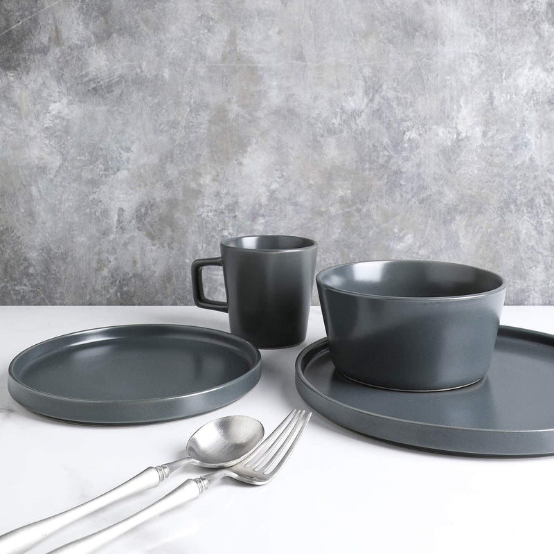 Stone Lain Coupe Dinnerware Set, Service for 4, Gray Matte Home & Garden > Kitchen & Dining > Tableware > Dinnerware Stone Lain   