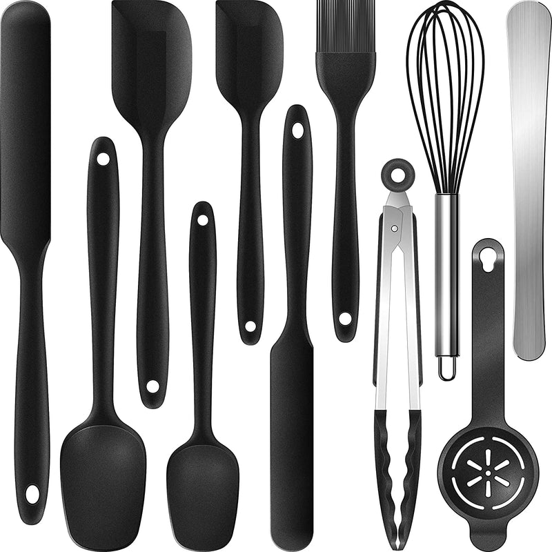 Multicolor Silicone Spatula Set - 446°F Heat Resistant Rubber Spatulas for Cooking,Baking,Mixing.One Piece Design with Stainless Steel Core.Nonstick Cookware Friendly,Bpa-Free,Dishwasher Safe Home & Garden > Kitchen & Dining > Kitchen Tools & Utensils oannao Black  