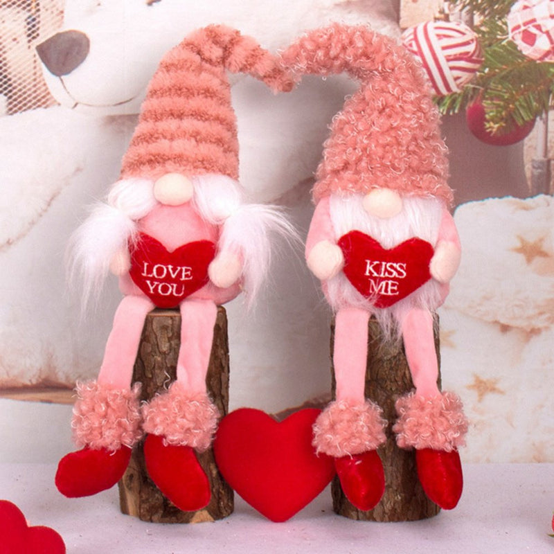 Love Faceless Gnome Handmade Table Ornament Dwarf Doll Valentine'S Present Valentine'S Day Decoration Home & Garden > Decor > Seasonal & Holiday Decorations Popfeel 3.94*1.57*7.87" C3 